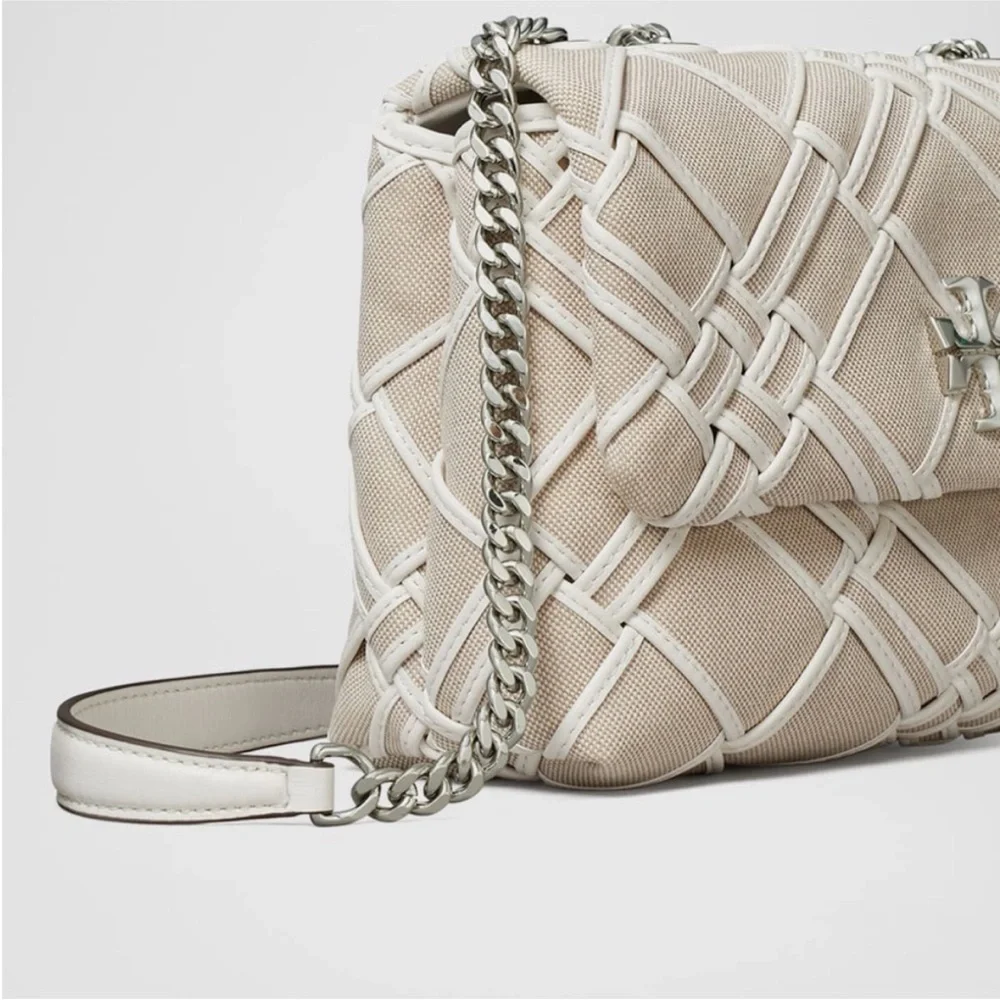 Tory Burch Kira Small Woven Canvas Convertible Shoulder Bag